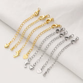 GOLD PLATED EXTENSION CHAINS – 5pc Charm Set with Lobster Clasps